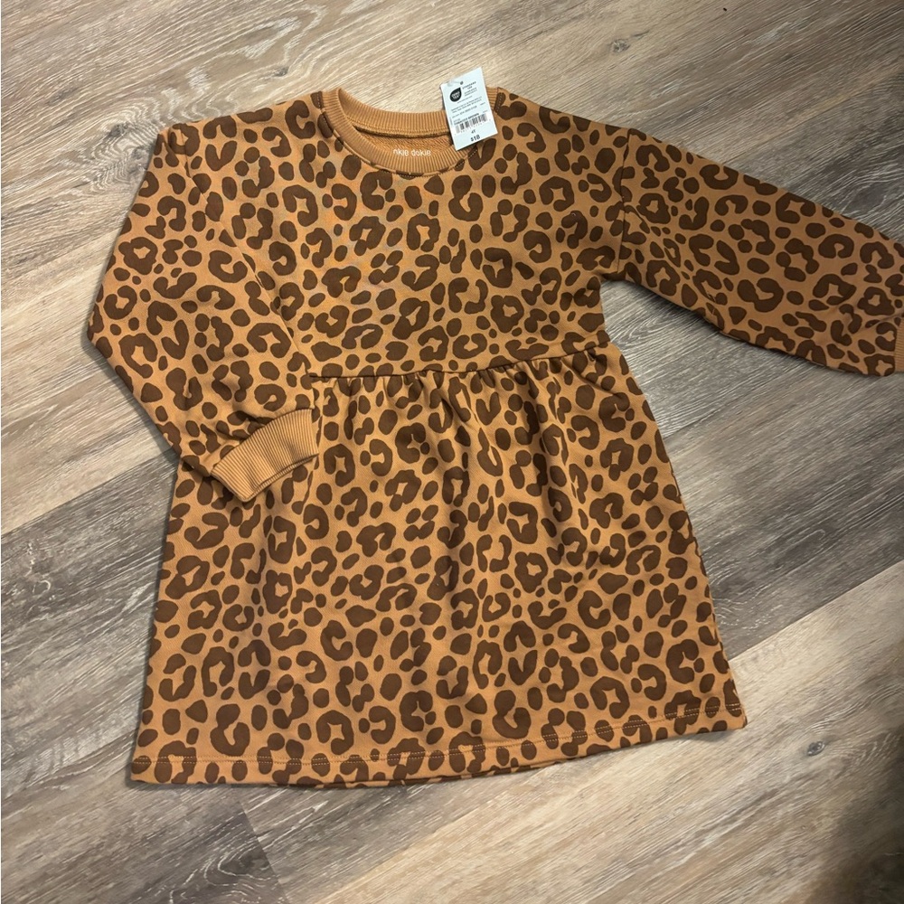 Girls Okie Dokie Leopard Print Long Sleeve Dress Sz 4T NWT